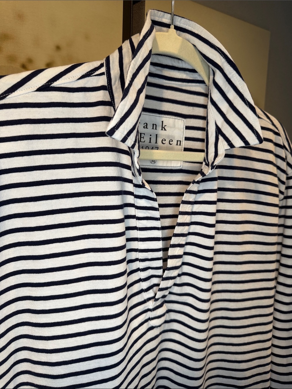 🆕Frank & Eileen Patrick Popover Henley in Navy French Stripe - Picture 7 of 7